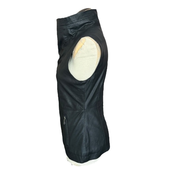Kenna-T Asymmetric Zip Up Leather Vest Black XS - Picture 5 of 10